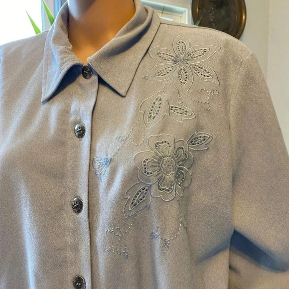 Alfred Dunner Beautiful Floral Embroidered Button Down Jacket Women Size 14 - Picture 5 of 6